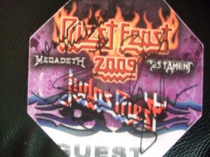 Priest Feast pass signed by all of Megadeth autograph