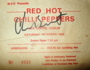Chad Smith autograph signed Red Hot Chili Peppers ticket