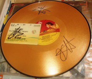 Creeping Death gold vinyl signed by Kirk and James. ticket signed by Lars. METALLICA autograph